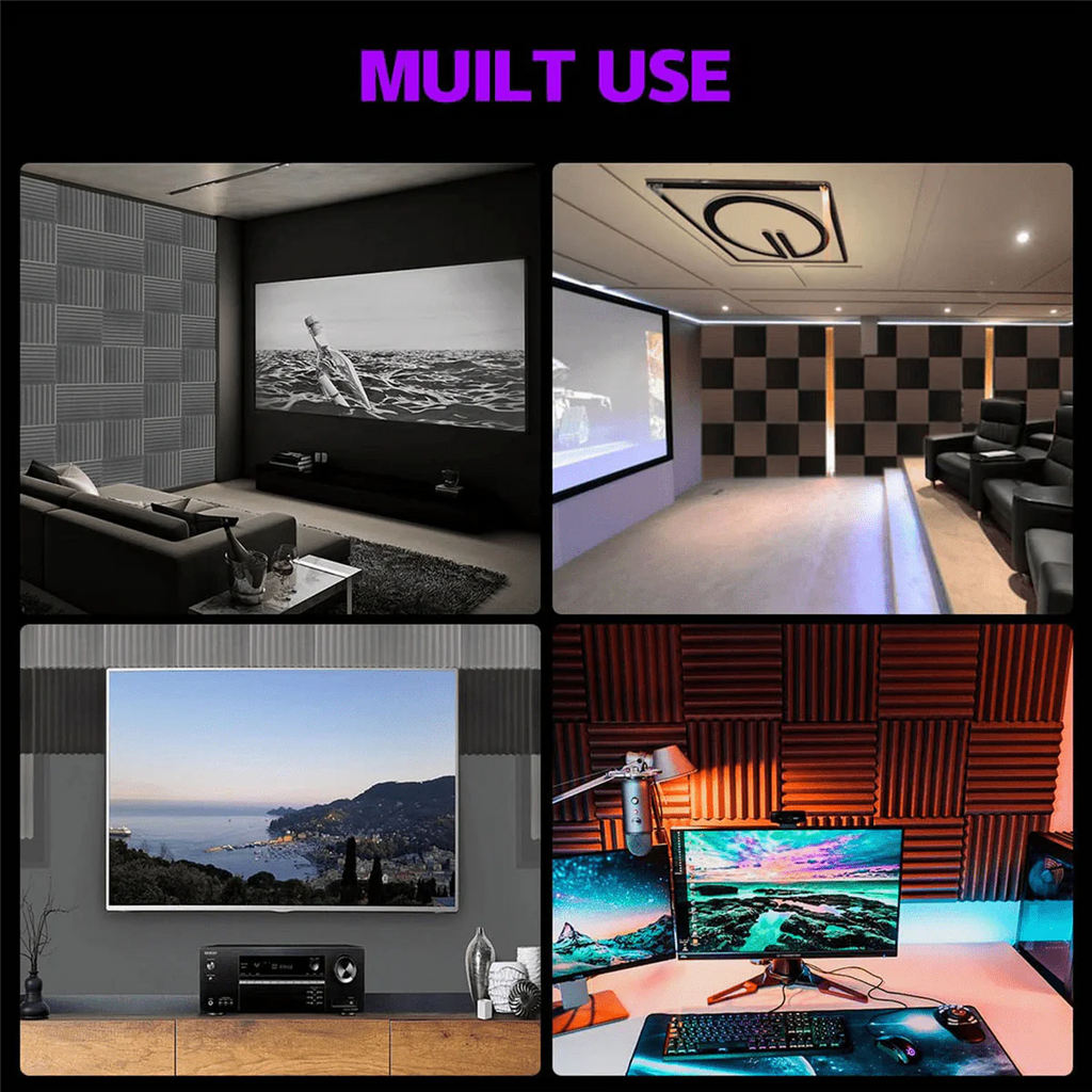 12 Pack Self-Adhesive Acoustic Panels Black V70102