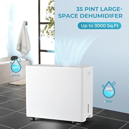 4500 Sq.Ft Energy Star Dehumidifier with Drain Hose, 50 Pint to 110 Pint Dehumidifier with 1.59 Gallon Water Tank W368