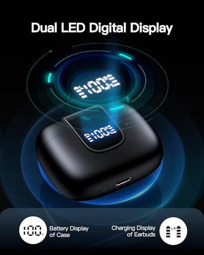 Wireless Earbuds Bluetooth 5.3 In-ear with Wireless Charging Case LED Power Display D2357