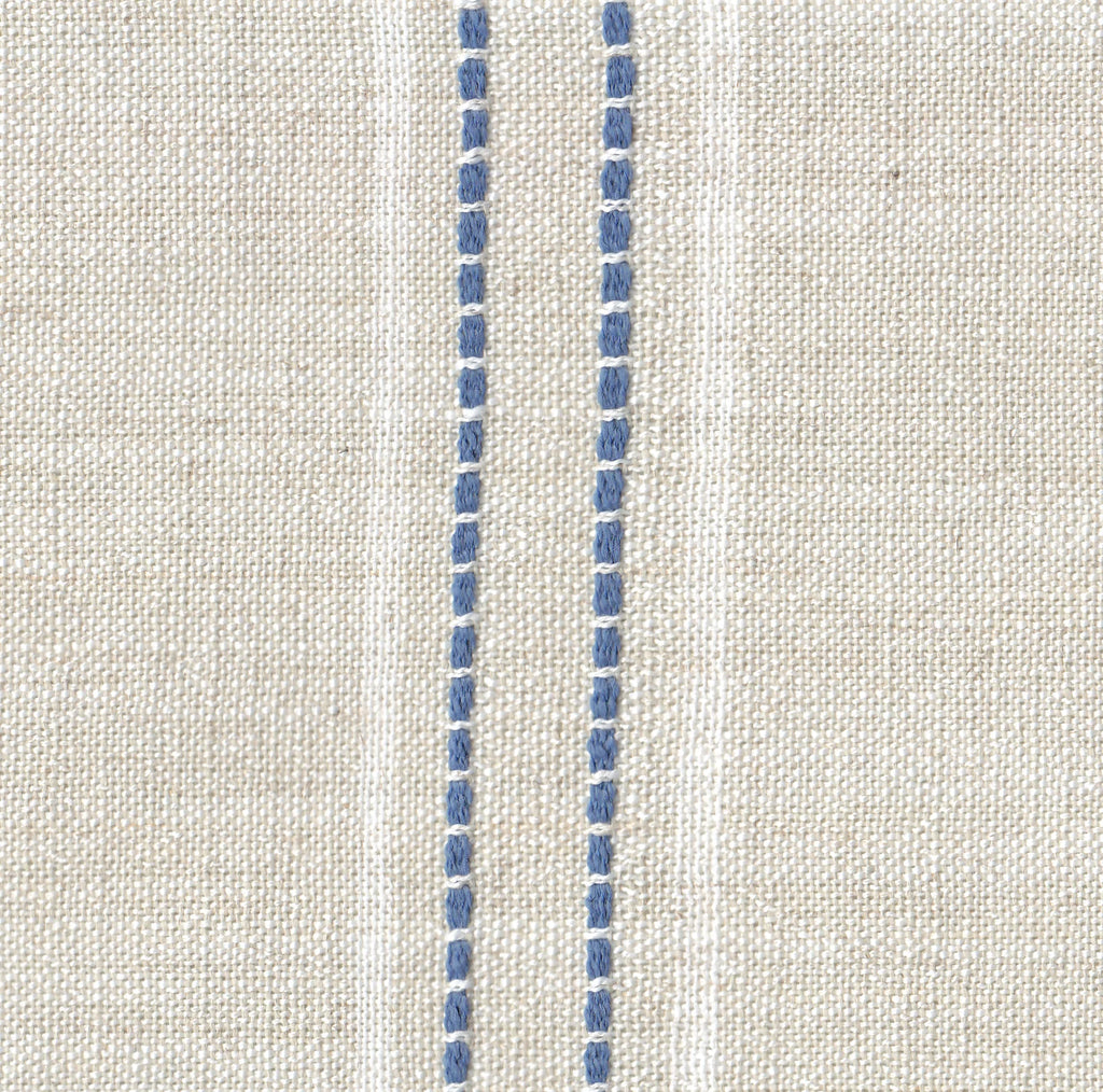 Blue and Off-White Striped Wingback Accent Chair D9775