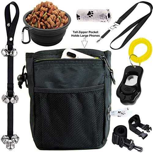 Dog Training Treat Pouch, Clicker, Doorbells, Collapsible Bowl Q701