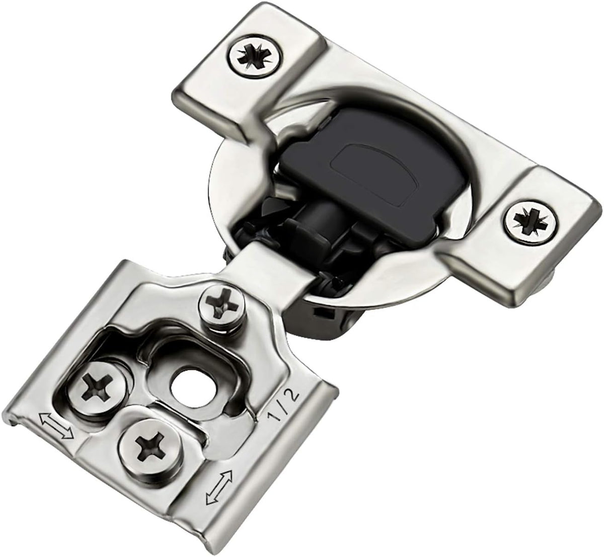 12 Pack 6 Pairs 1/2 inch Overlay Soft Close Hinges Satin Nickel Stainless Steel Concealed Hinge Z341158