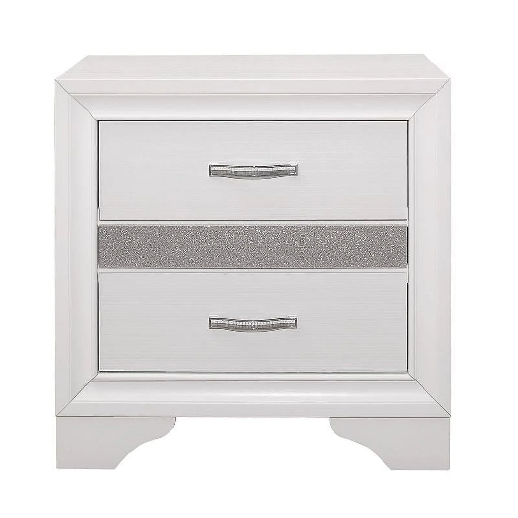 White 3 Drawer Wood Nightstand H5670