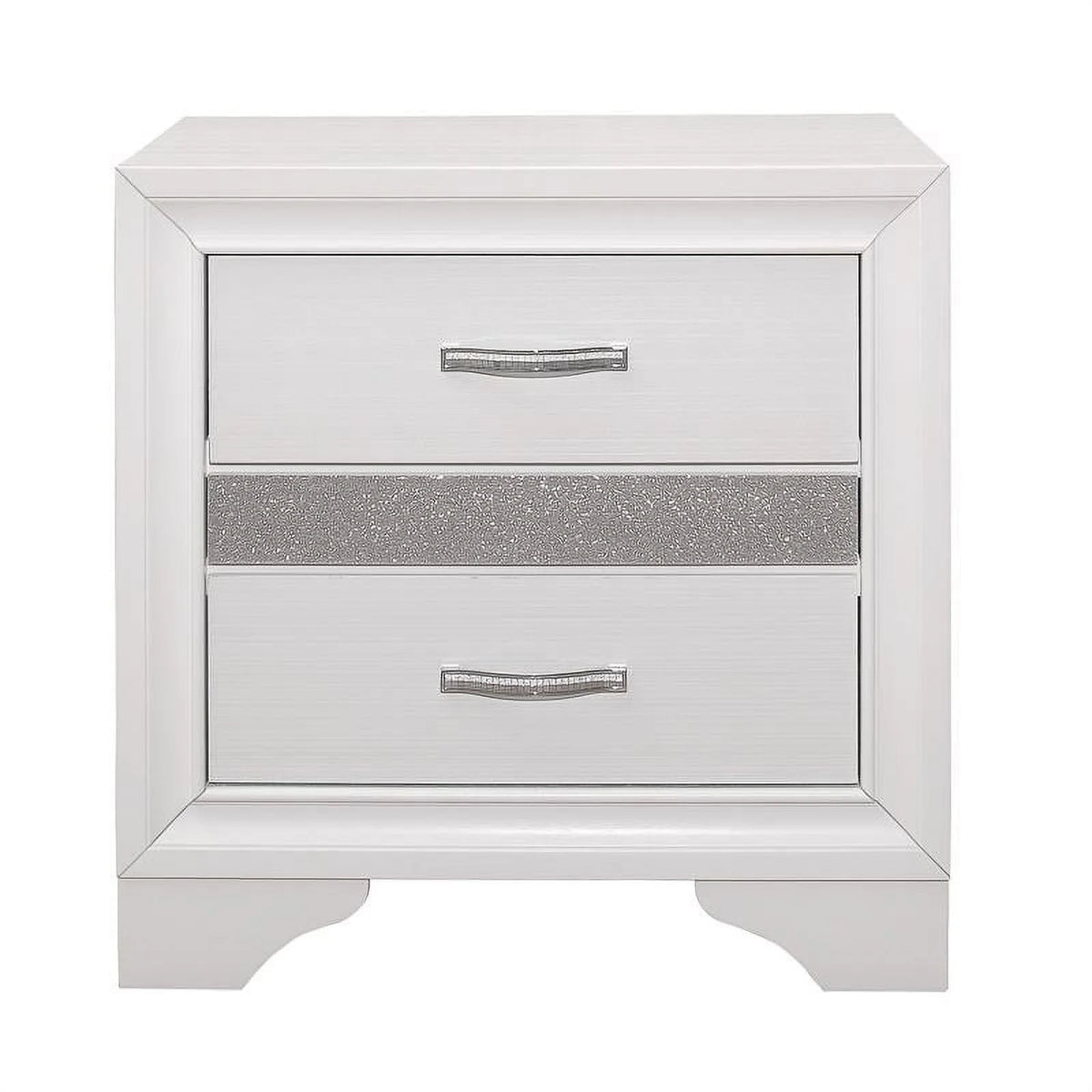 White 3 Drawer Wood Nightstand H5670