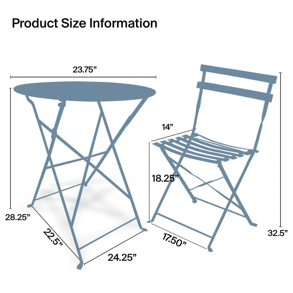 3 Piece Light Weight Bistro Furniture Set Blue V60452
