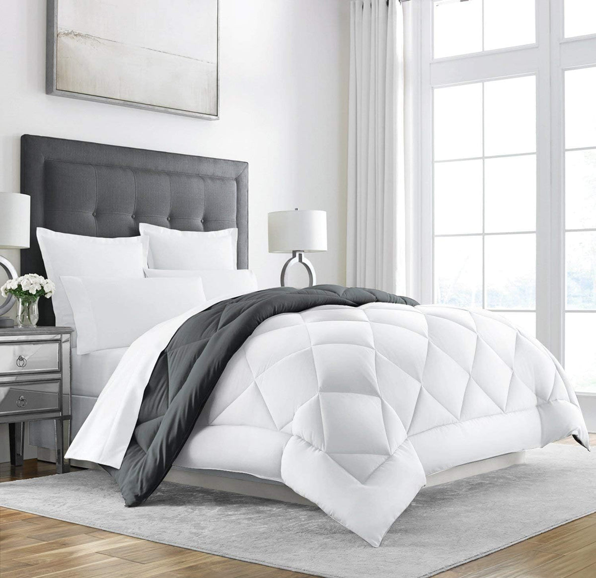 King Cal King Navy Reversible Down Alternative Comforter L52145