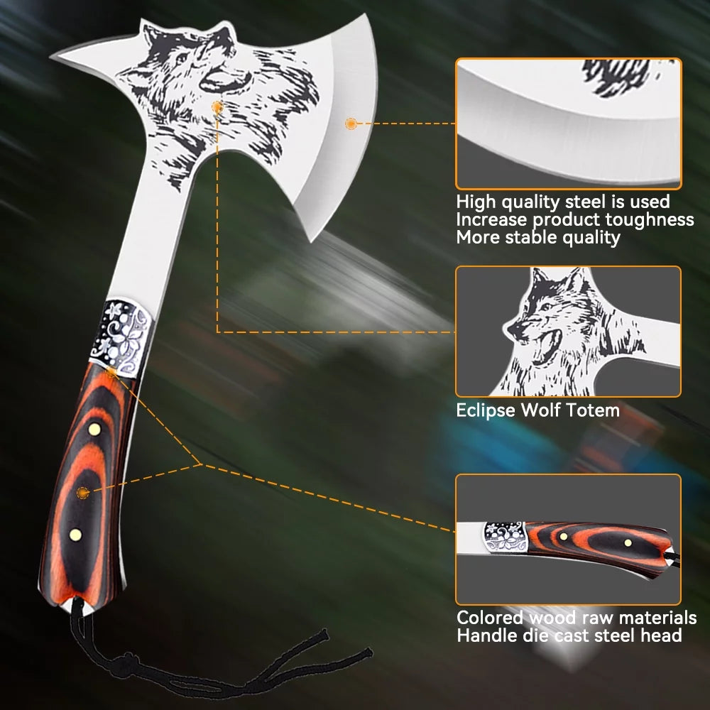 Camping Hatchet with Sheath Stainless Steel Wood Handle M9585