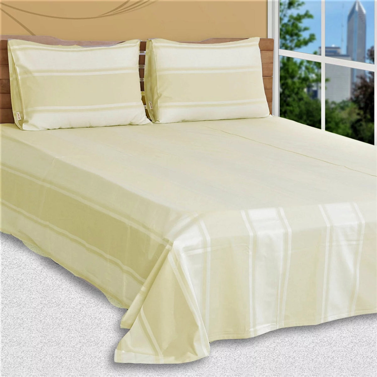100% Egyptian Cotton Jacquard Damask 4 Piece Sheet Set X61927