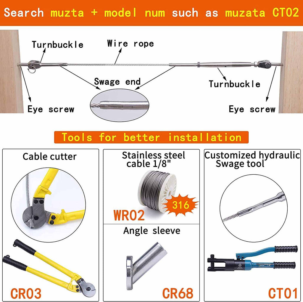 20 Set Stainless Steel Cable Railing Kits P210