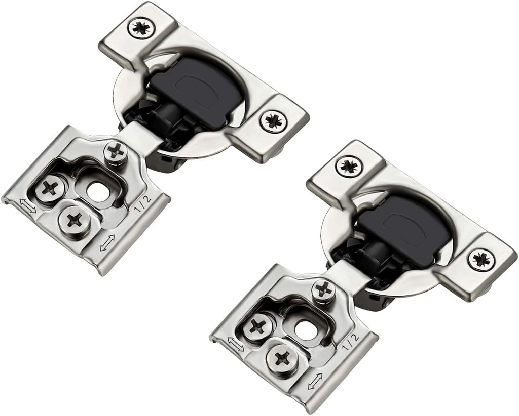 12 Pack 6 Pairs 1/2 inch Overlay Soft Close Hinges Satin Nickel Stainless Steel Concealed Hinge Z341158