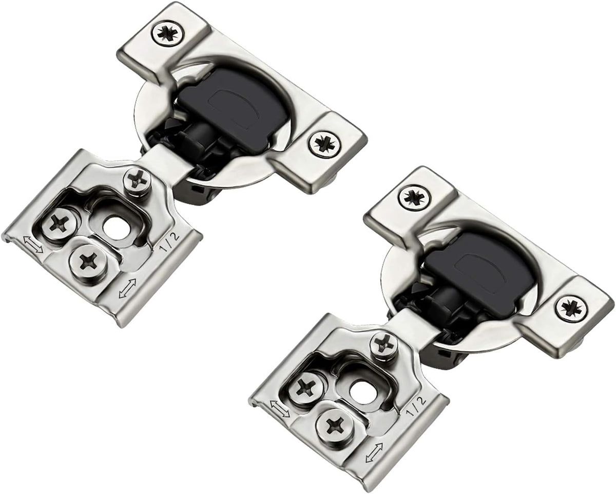 12 Pack 6 Pairs 1/2 inch Overlay Soft Close Hinges Satin Nickel Stainless Steel Concealed Hinge Z341158