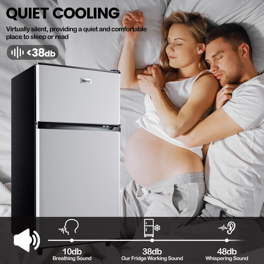 Two Door Mini Fridge with Freezer, 3.5 Cu ft G88503