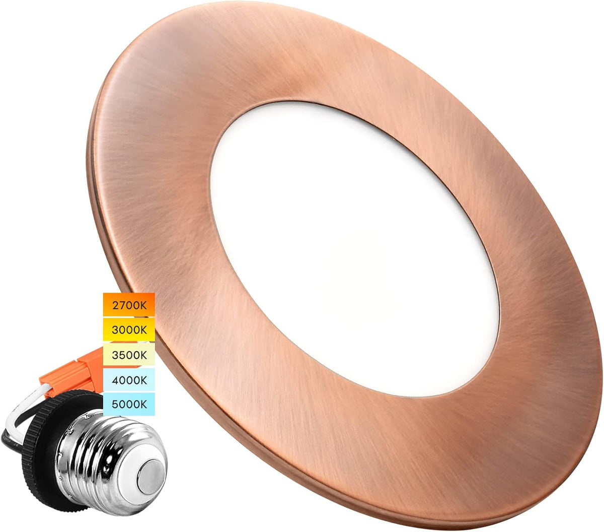 4 Inch LED Recessed Ceiling Light, 5 Color Selectable 2700K-5000K, Dimmable, 500 LM, Chrome Y975242
