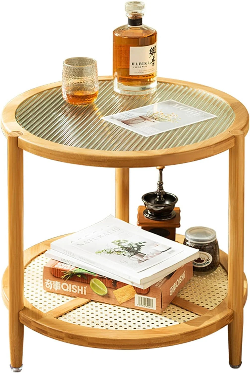 2-Tier Bamboo Round Coffee Table Y58466