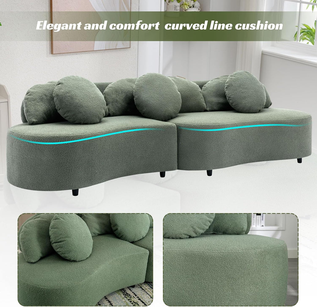Green Velvet Curved Sectional Sofa U6609