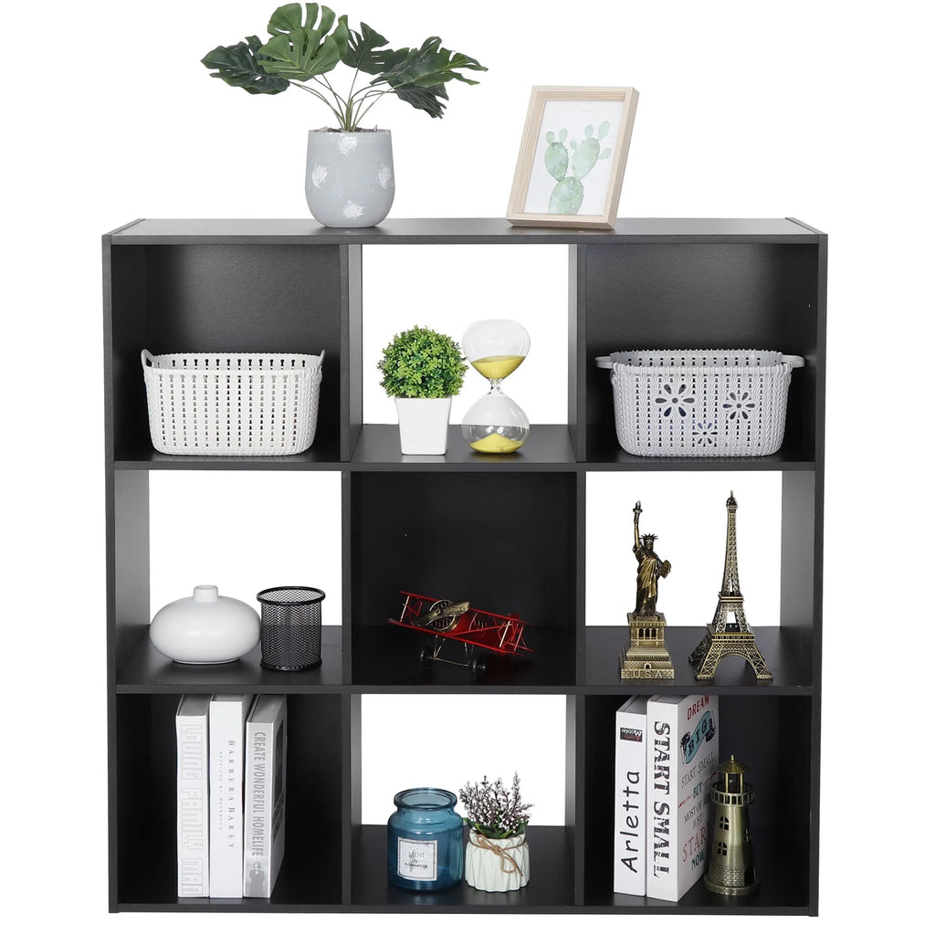 9 Cube Wooden Organizer Bookcase Cabinet Storage (Black) W253