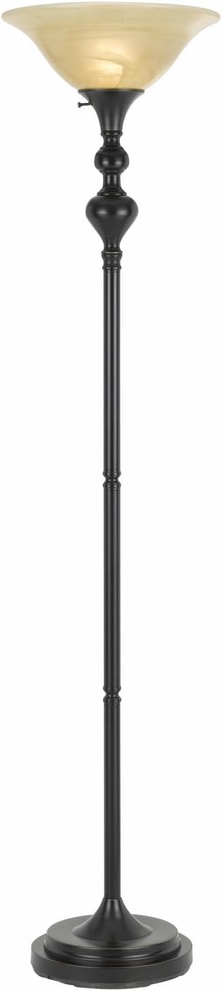 Pack of 2 Dark Bronze Metal Torchiere with Glass Shade Y2210