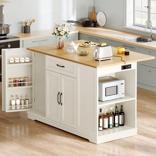 50" Rolling Kitchen Island with Drop Leaf N656