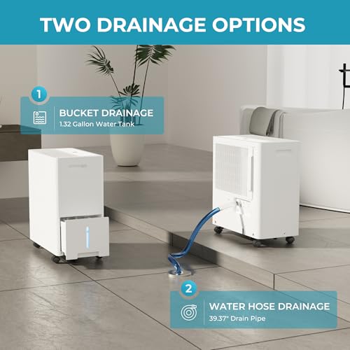 4500 Sq.Ft Energy Star Dehumidifier with Drain Hose, 50 Pint to 110 Pint Dehumidifier with 1.59 Gallon Water Tank W368
