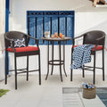 3 Pieces Red Wicker Patio Bar Stools U7140