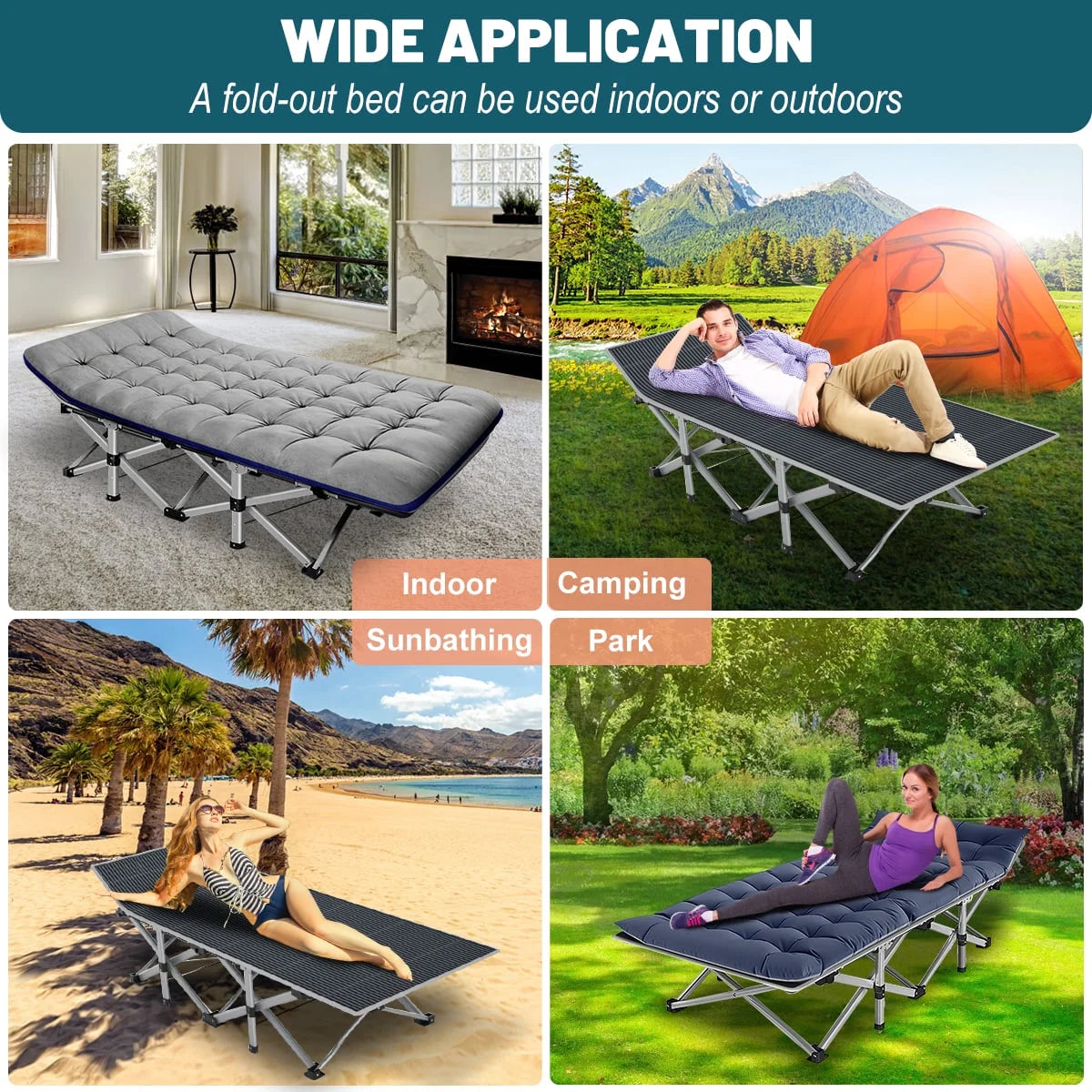 Folding Camping Cot with Mattress & Carry Bag E506