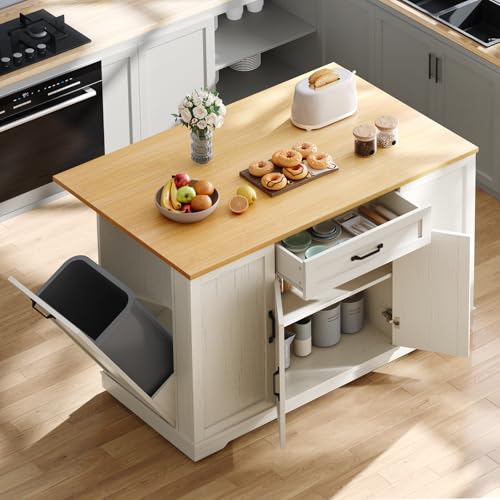 50" Rolling Kitchen Island with Drop Leaf N656