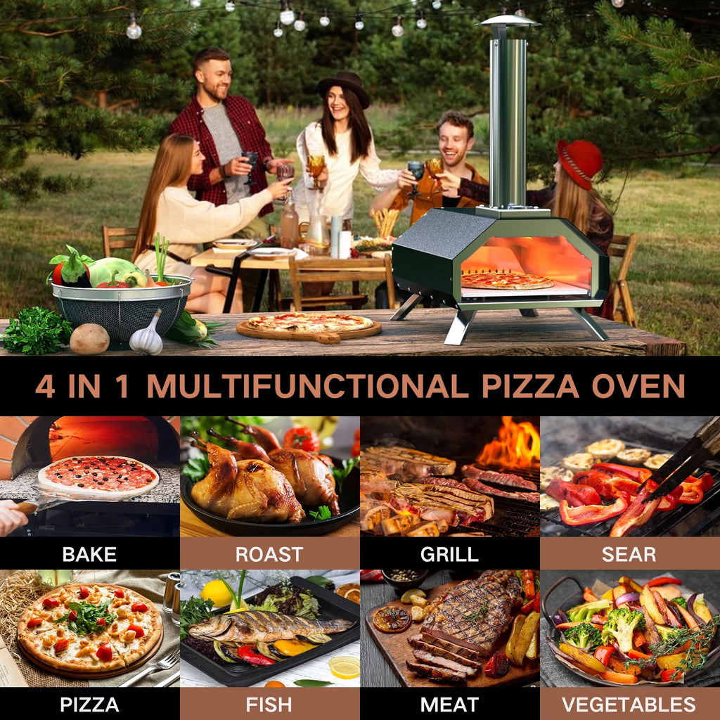 13 Wood Pellet Stainless Steel Pizza Oven with Foldable Legs R6734
