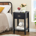 Black Wood Nightstand with 1 Drawer T32138
