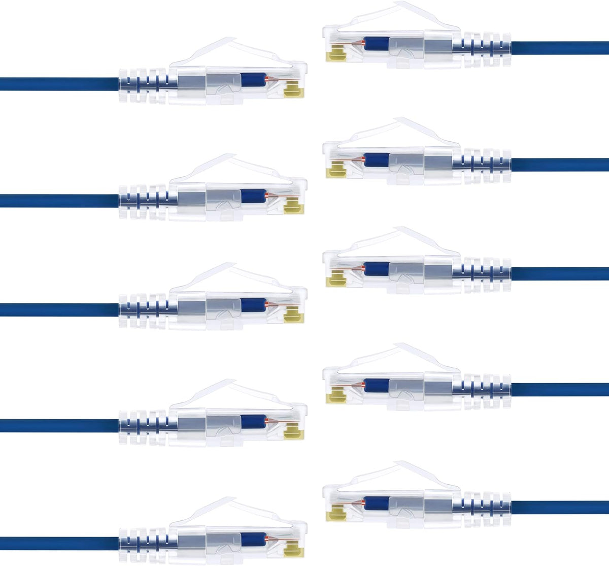 10-Pack 7 Feet Slim Cat6 Patch Cable Ethernet Cable Snagless Tab Blue H952