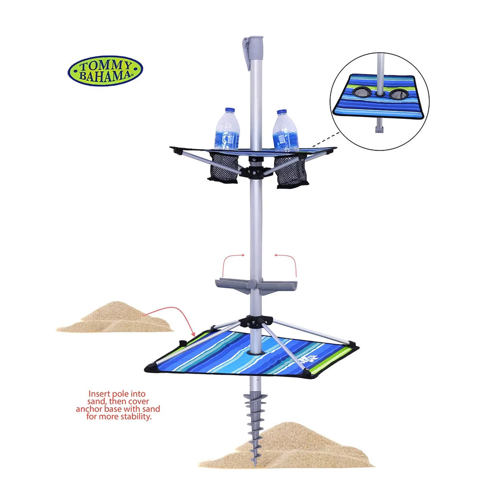 7 ft Fiberglass Beach Umbrella with Table and Tilt G360