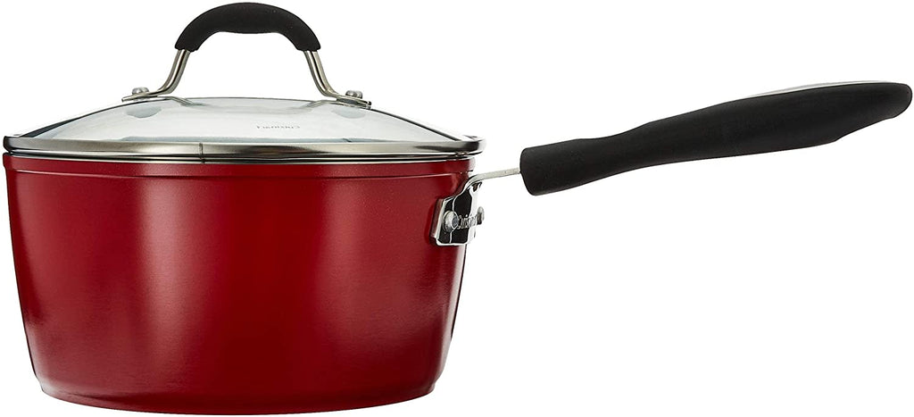 White Ceramic Non-Stick 3-Quart Sauce Pan with Glass Lid M436