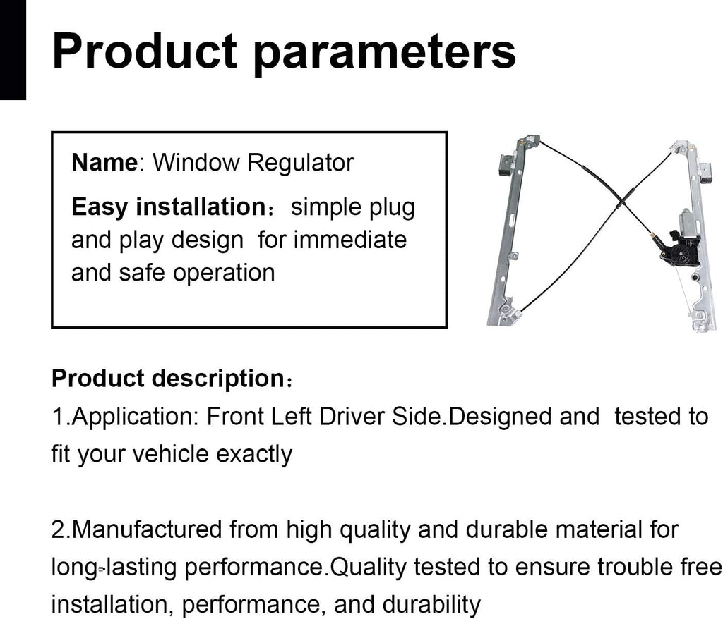 Front Driver Side Power Window Motor and Regulator Assembly for 2000-2006 GMC Yukon/Chevrolet Tahoe Pack of 2 P622800