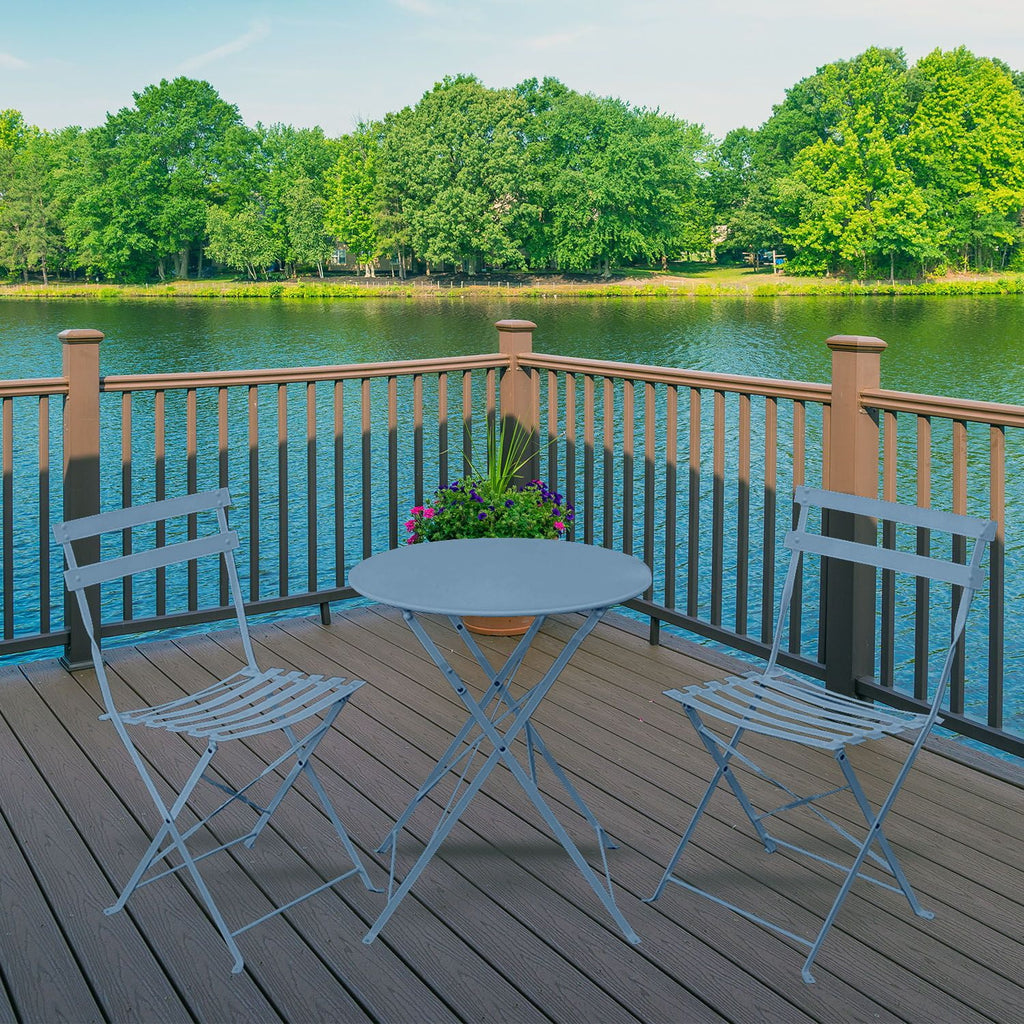 3 Piece Light Weight Bistro Furniture Set Blue V60452