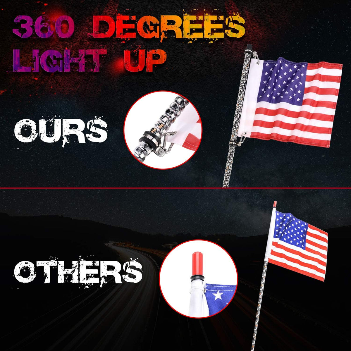 Pack of 2 LED RGB Whip Lights for Offroad UTV ATV X3885