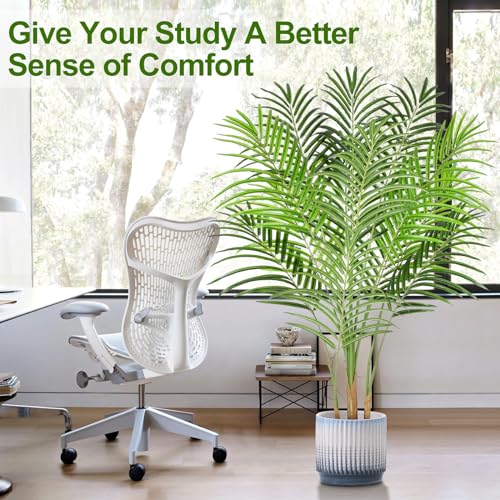 5ft Artificial Palm Tree in Pot with Real Bark Design Faux Areca Palm Tree I538306