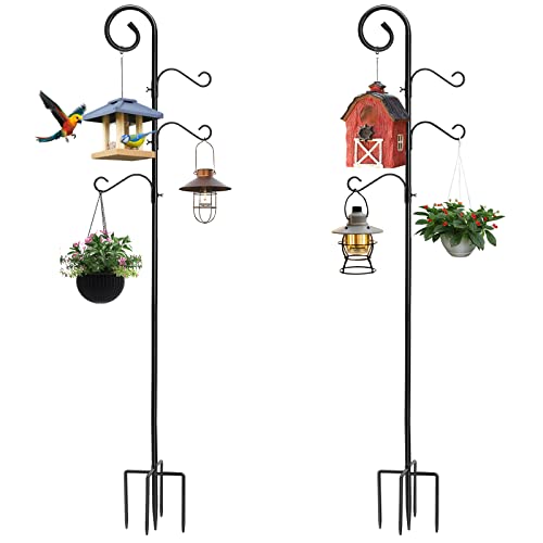 76 Inch 2 Pack Shepherds Hooks with 4 Hooks and Base A54216