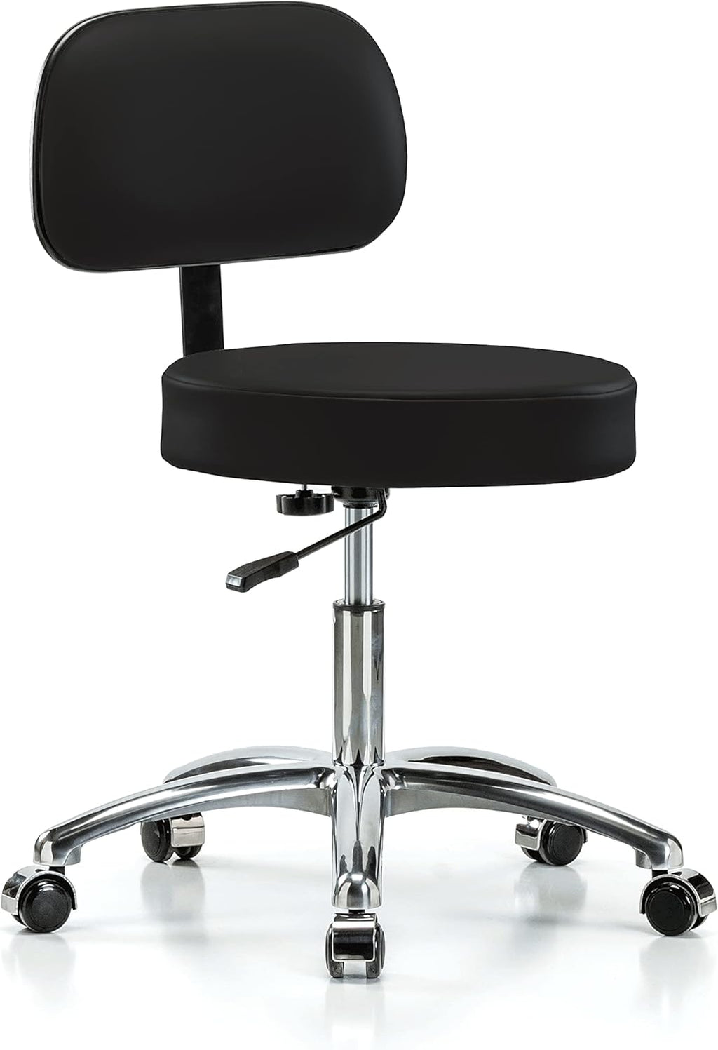 Chrome Height Adjustable Exam Stool with Back I3493