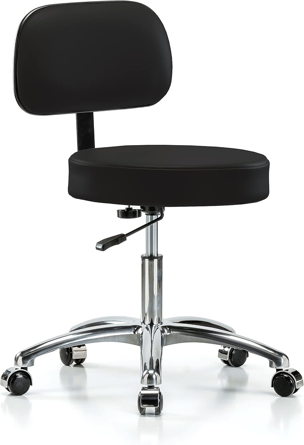 Chrome Height Adjustable Exam Stool with Back I3493