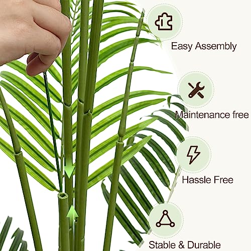 5ft Artificial Palm Tree in Pot with Real Bark Design Faux Areca Palm Tree I538306