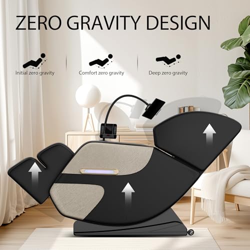 Gold PU Leather Zero Gravity Massage Chair with Airbags and Foot Roller L338