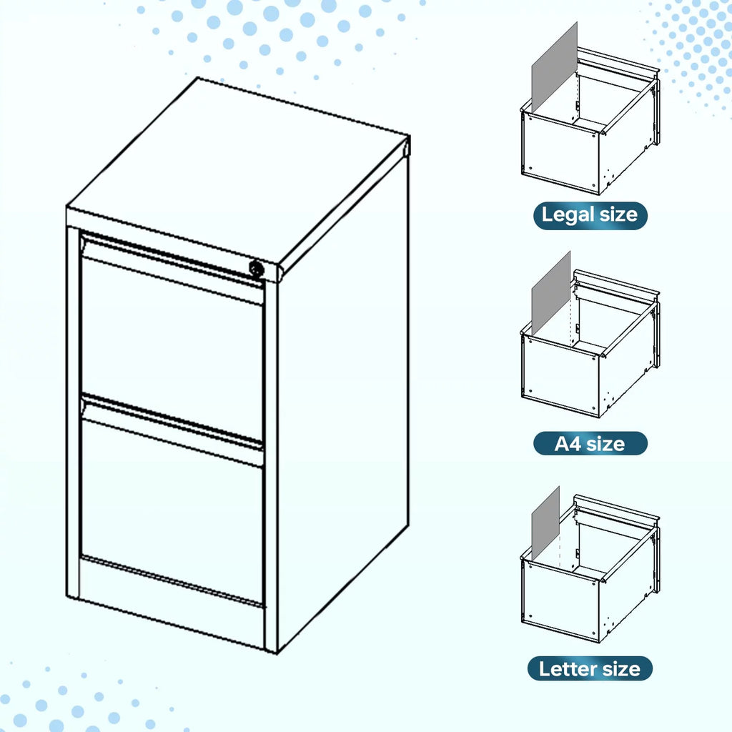 2 Drawer File Cabinet on Wheels with Lock L874