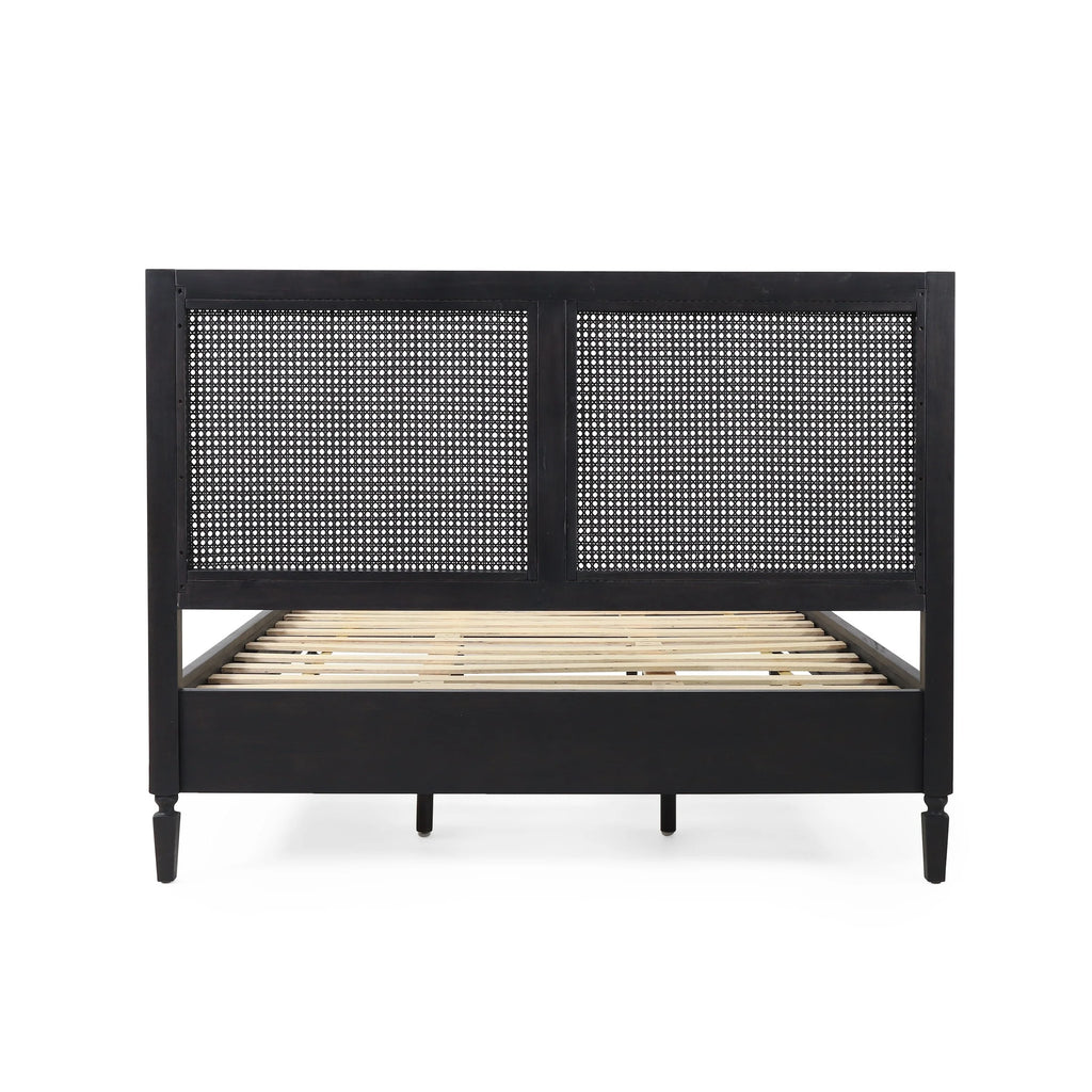 Acacia Wood and Rattan Queen Bed X56335