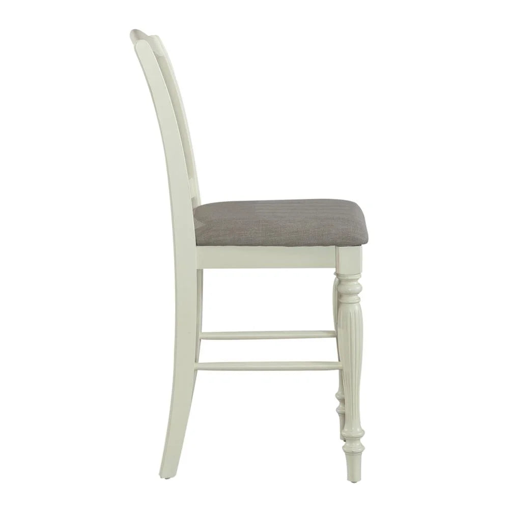 White Slat Back Counter Chair Set of 2 O53657