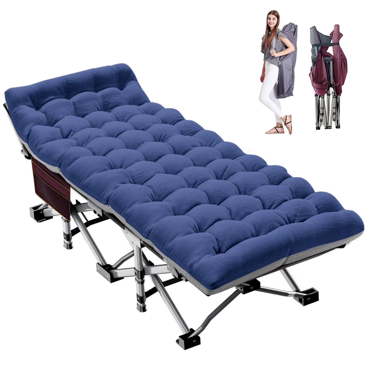 Folding Camping Cot with Mattress & Carry Bag E506