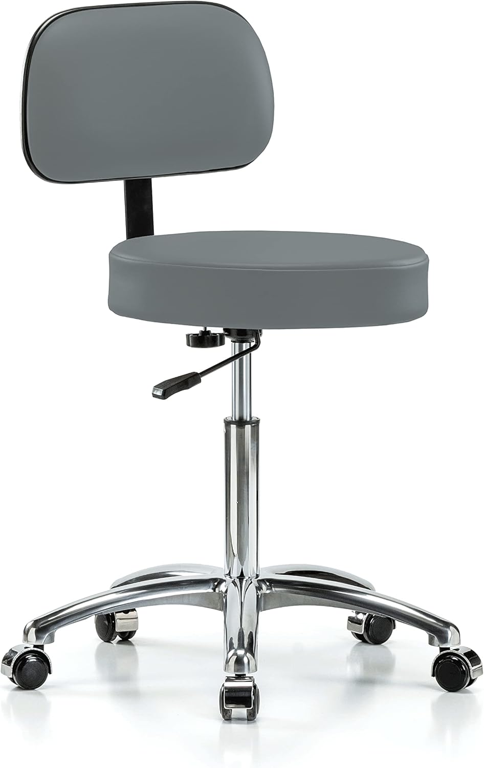 Chrome Height Adjustable Exam Stool with Back I3493