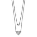 14 Karat White Gold Double Strand Heart 18-inch Necklace J7431