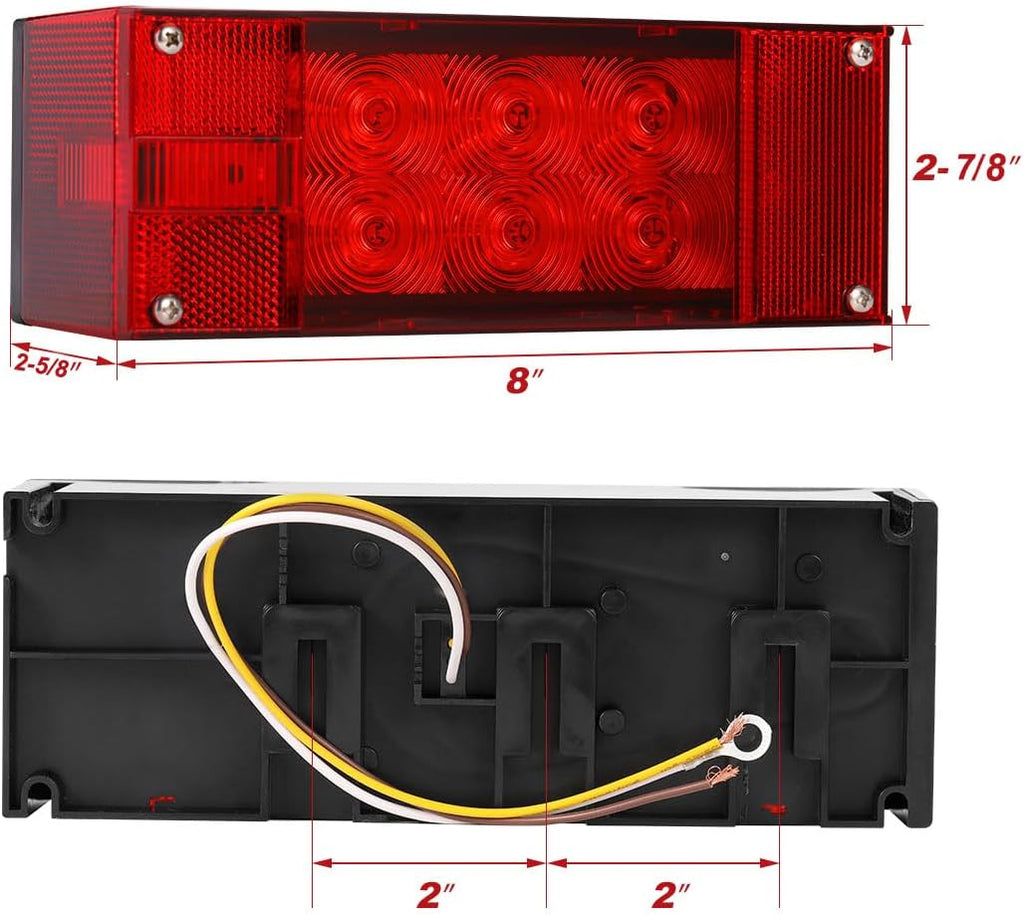 2PCS 12V LED Submersible Rectangular Trailer Lights T67215