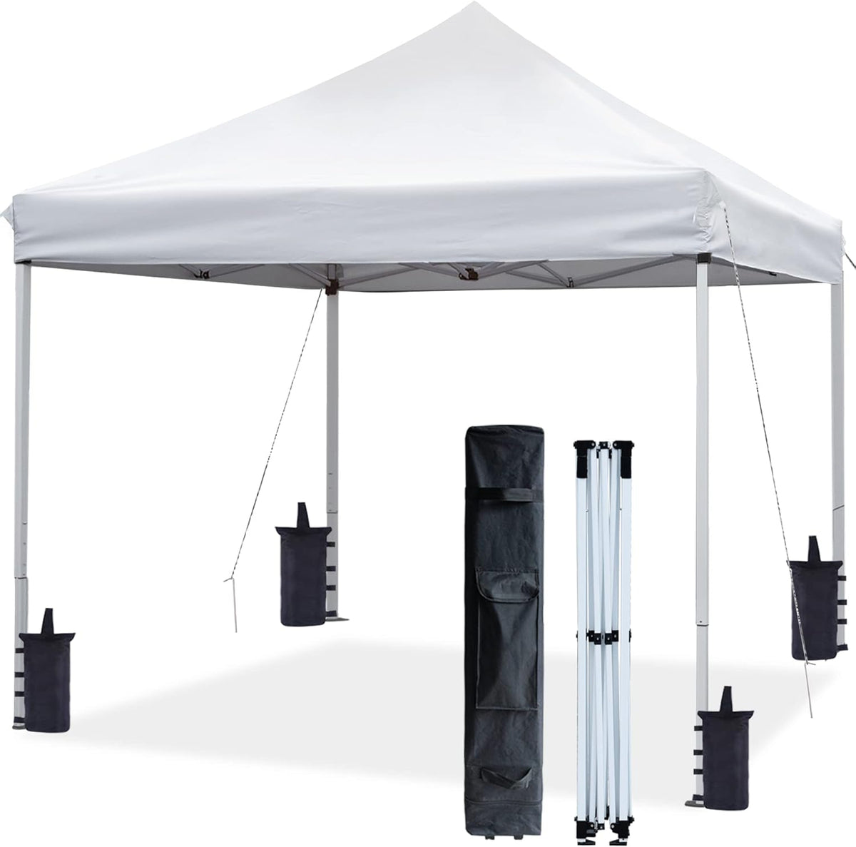 White 10'x15' Pop Up Canopy Tent with Wheeled Carry Bag V7442