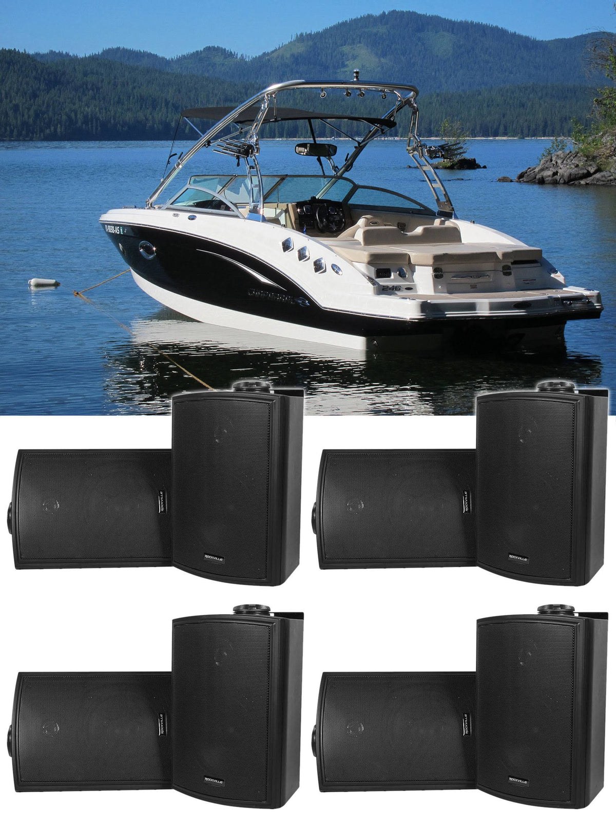 Black 5.25x22 Marine Box Swivel Speakers N1901