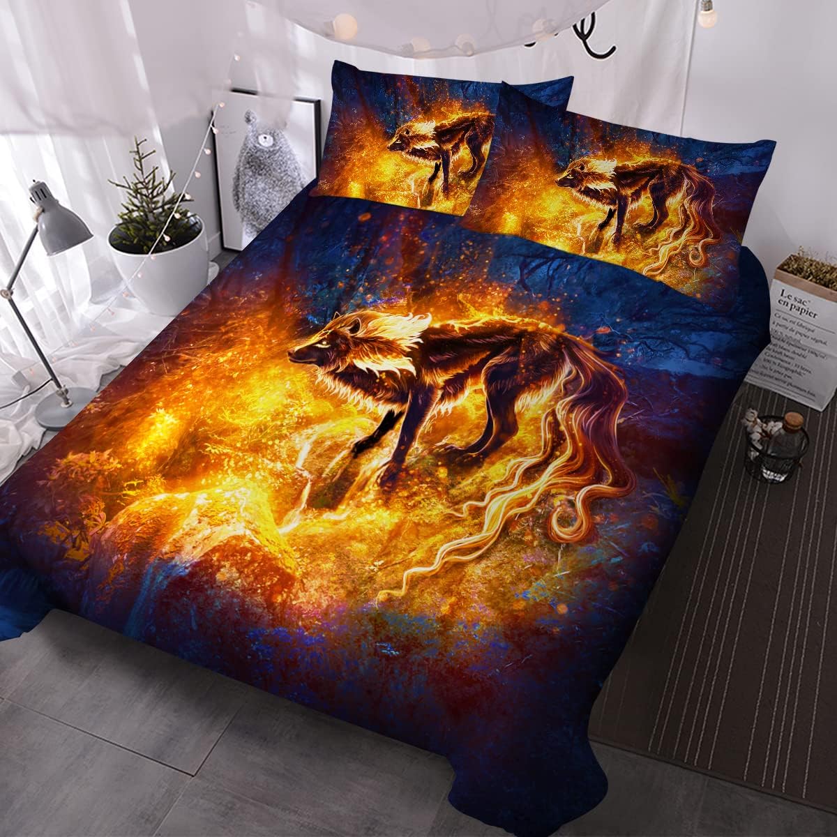 3 Piece Black Cat Pattern Duvet Cover Set (Twin) H9274